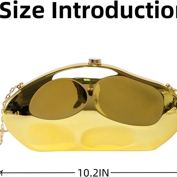 Elegant acrylic geometric shell clutch purse with gold chain for women - Picture 2 of 7